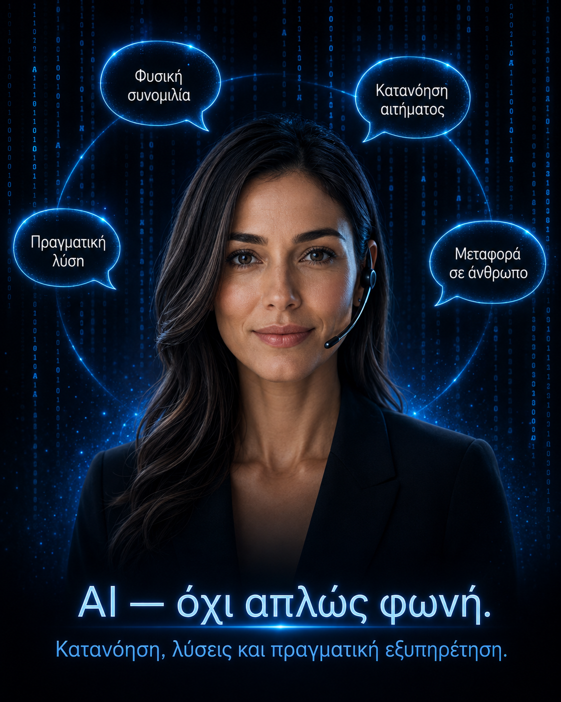 MERQENTRA Voice AI: φυσική συνομιλία, κατανόηση αιτήματος, πραγματική λύση και μεταφορά σε άνθρωπο